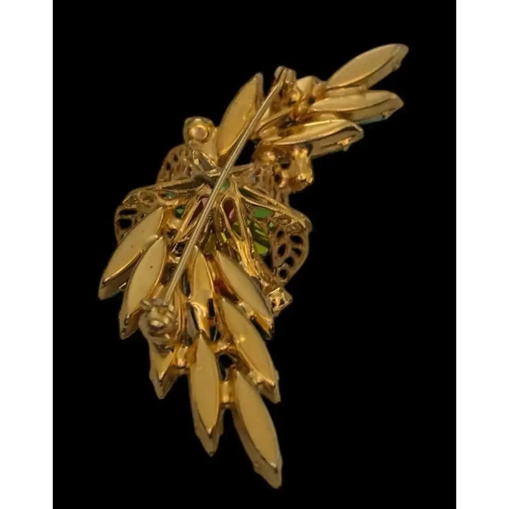Juliana Heliotrope Watermelon Rhinestone Spray Brooch Pin DeLizza & Elster #2179